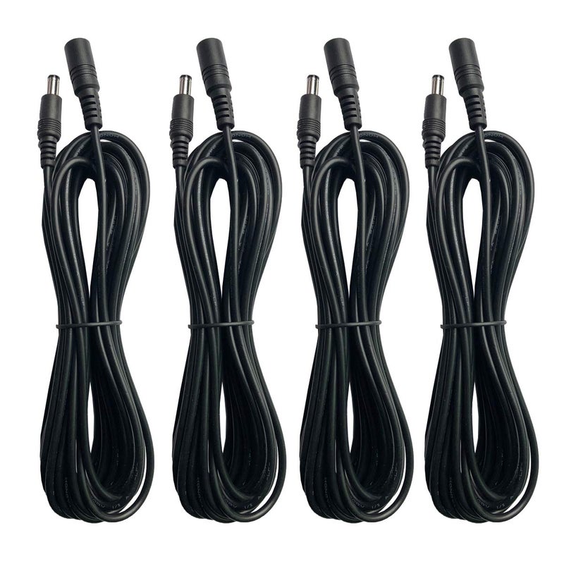 Taveky DC 12V Power Extension Cord Cable 15ft (5m) 2.1mm x 5.5mm Power Adapter Supply Extension Cable for CCTV Security Cameras IP Camera DVR Standalone, LED Light Strip, Baby Monitor, Router (4 Pack) - Image 1